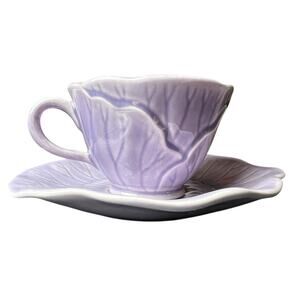 VINTAGE METLOX LOTUS LILAC/PLUM COFFEE CUP & SAUCER